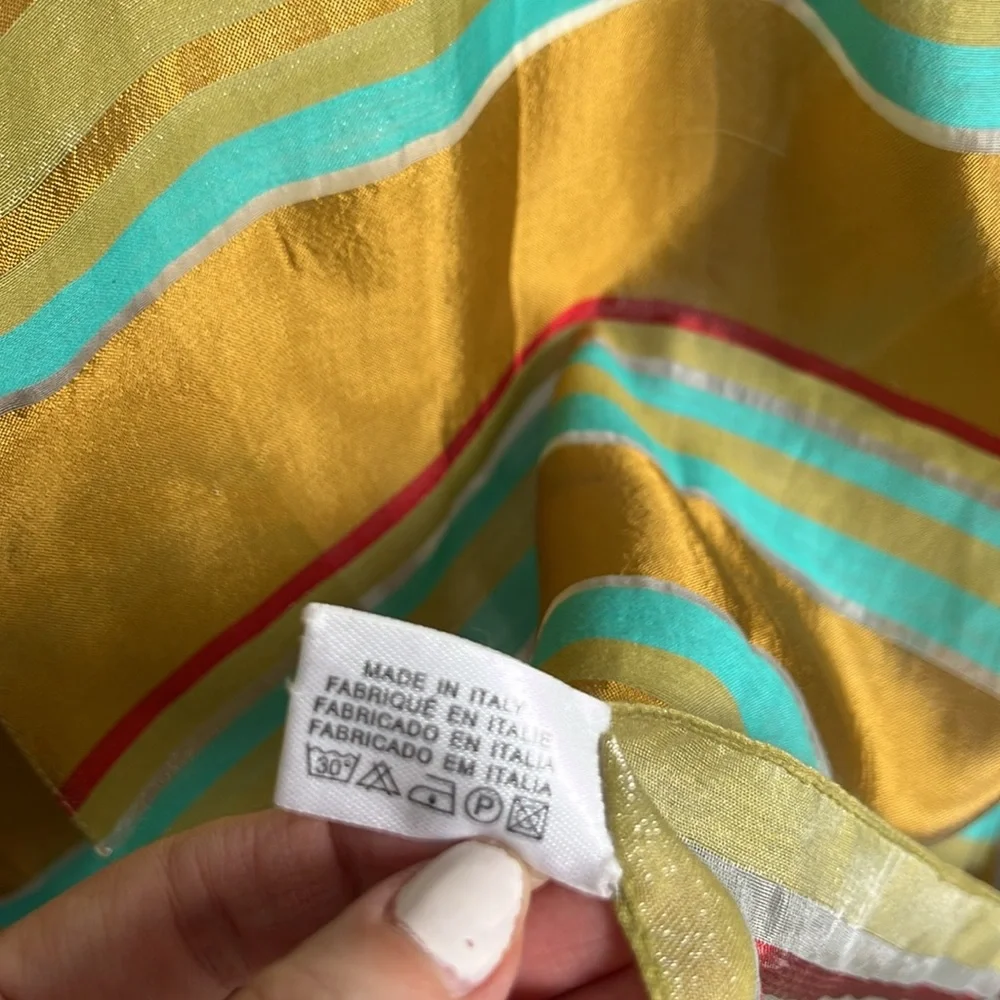 Italian Striped Metallic Holographic Oversized Cotton Blend Scarf